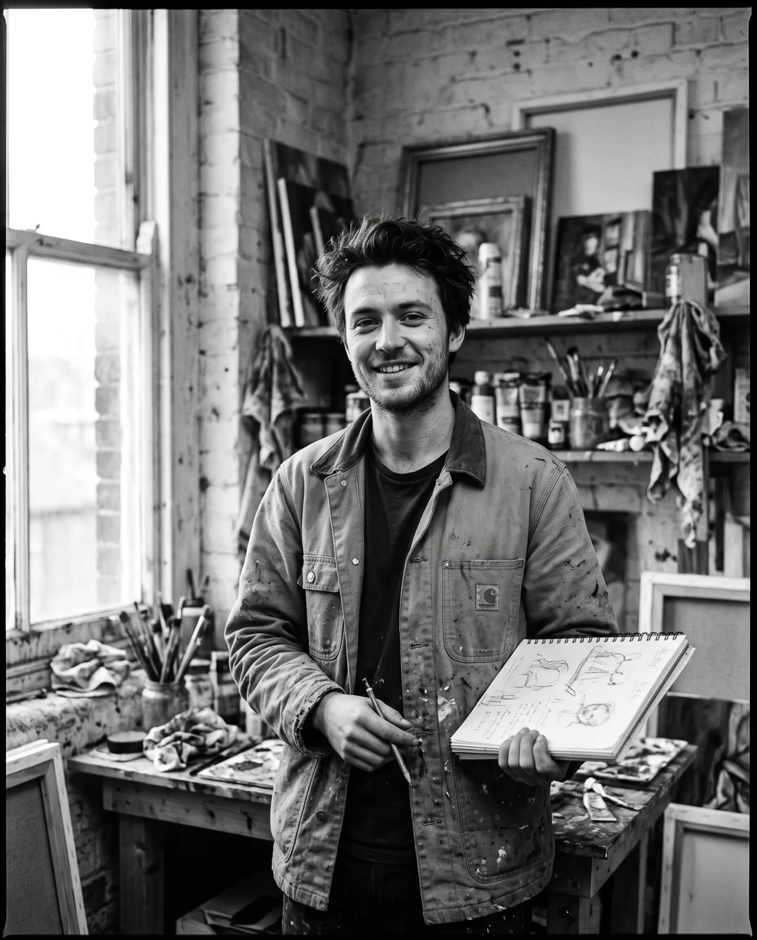 A city planner with rolled plans