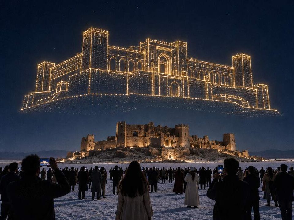 A fortress, redrawn in light